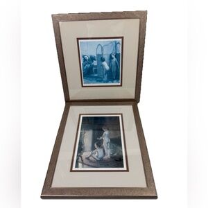 Vtg Lot Of 2 Framed Art Print “Before The Bath” & “ After The Bath”By Paul Peel